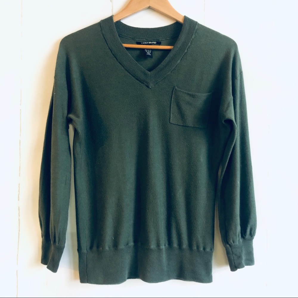 Lucky Brand Forest Green Thin Knit Sweater